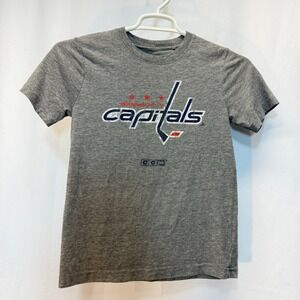 Washington Capitals CCM T Shirt Youth Kids Medium 10/12 Gray NHL Hockey Tee